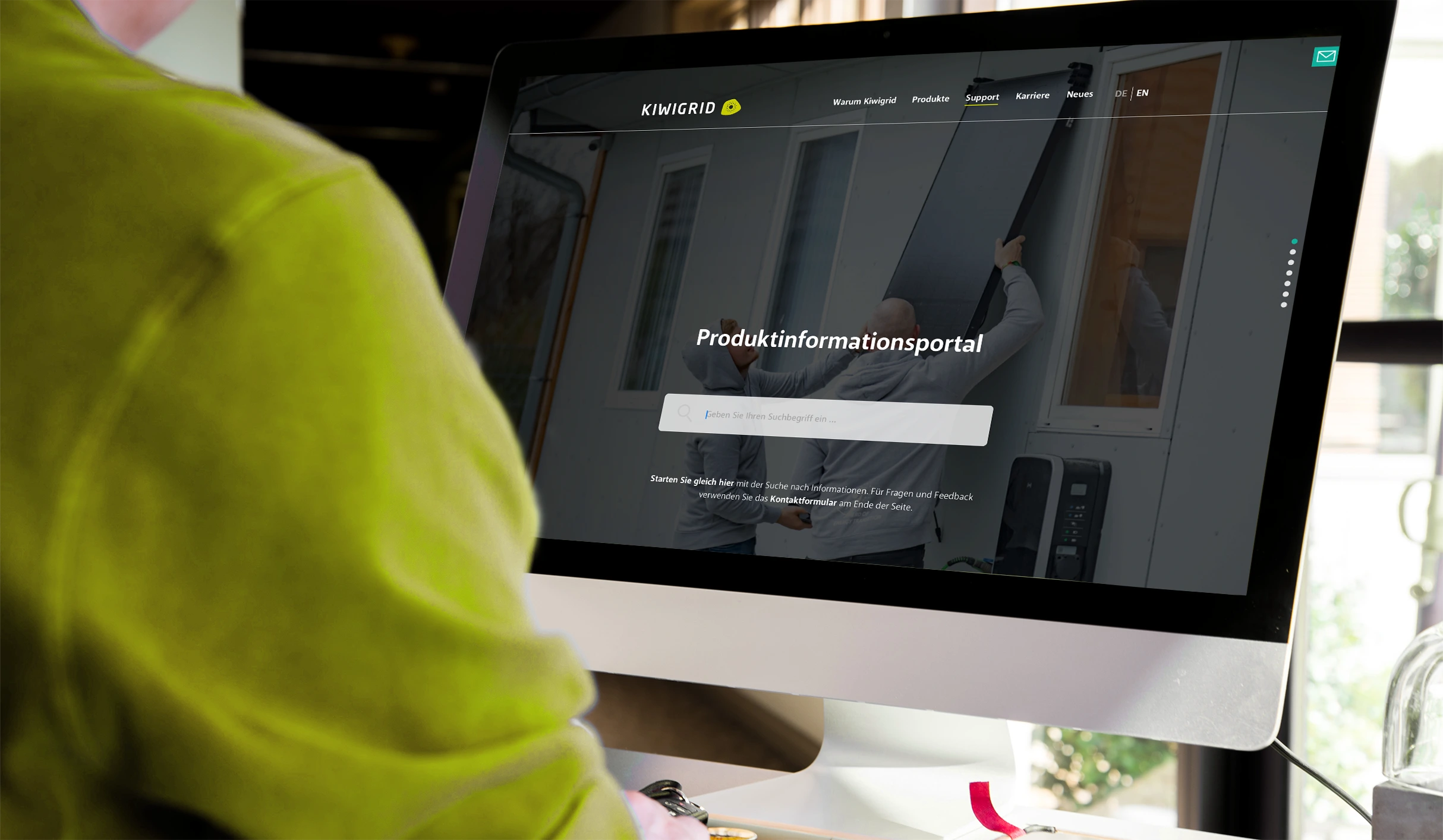 Wir unterstützten Kiwigrid bei der Integration einer intelligenten Support-Erweiterung auf der eigenen Website